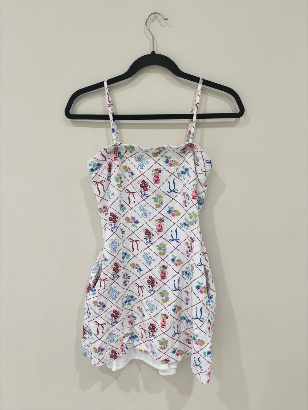 White Floral and Bow Print Dress
